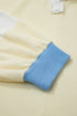 Raw Seam Patchwork V Neck Plus Size Long Sleeve Top