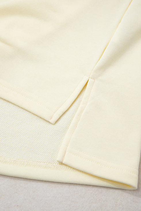 Raw Seam Patchwork V Neck Plus Size Long Sleeve Top