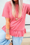 Raw Seam Trim Detail Ruffle Hem Top