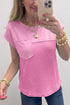 Raw Seam Waffle Knit Patchwork T Shirt