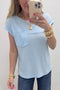 Raw Seam Waffle Knit Patchwork T Shirt