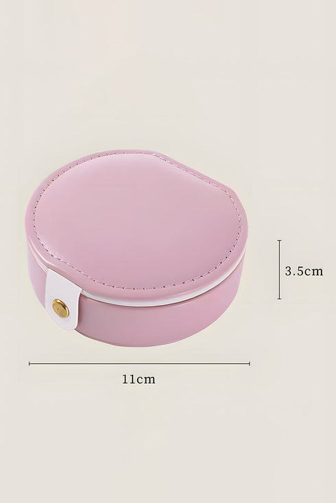 Rectangular Faux Leather Zippered Jewelry Organizer Case