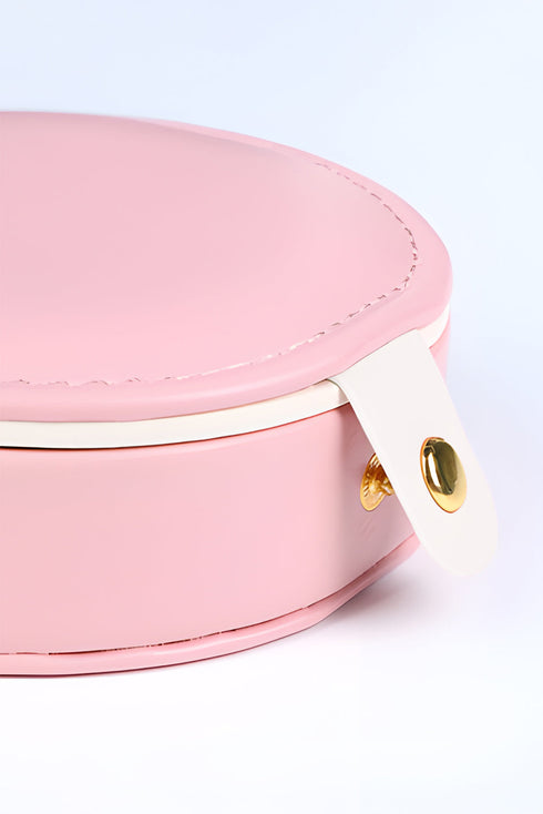 Rectangular Faux Leather Zippered Jewelry Organizer Case