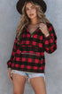 Red Buffalo Plaid Zipped Front Pocketed Hoodie