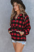 Red Buffalo Plaid Zipped Front Pocketed Hoodie