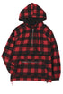 Red Buffalo Plaid Zipped Front Pocketed Hoodie