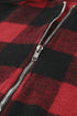 Red Buffalo Plaid Zipped Front Pocketed Hoodie
