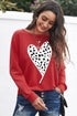 Red Cheath Heart Graphic Pullover Sweatshirt