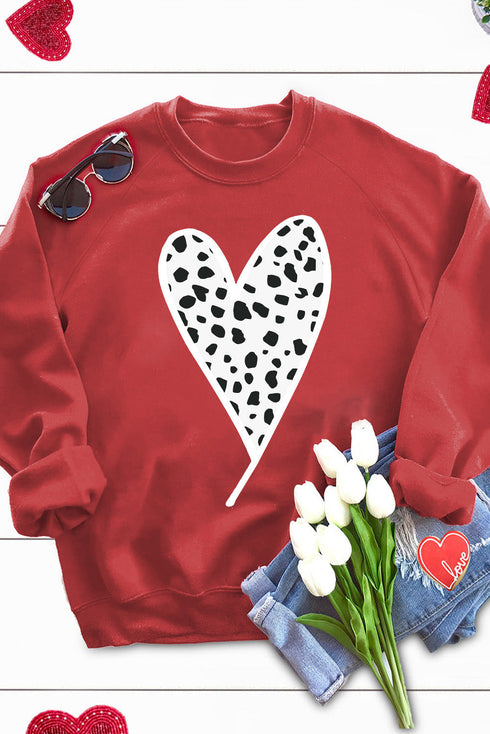 Red Cheath Heart Graphic Pullover Sweatshirt