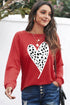 Red Cheath Heart Graphic Pullover Sweatshirt