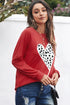 Red Cheath Heart Graphic Pullover Sweatshirt