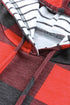 Red Christmas Plaid Striped Patchwork Drawstring Hoodie