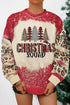 Red Christmas Tree Leopard Bleached Print Pullover Sweatshirt