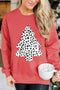 Red Christmas Tree Leopard Print Pullover Sweatshirt