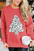 Red Christmas Tree Leopard Print Pullover Sweatshirt