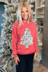 Red Christmas Tree Leopard Print Pullover Sweatshirt