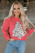 Red Christmas Tree Leopard Print Pullover Sweatshirt