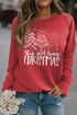 Red Christmas Tree Letter Print Long Sleeve Graphic Sweatshirt