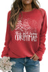 Red Christmas Tree Letter Print Long Sleeve Graphic Sweatshirt