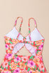 Red Floral Ruffle Trim Cutout Knotted One Piece Swimsuit