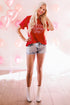 Red Happy Valentine'S Day Heart Print Short Sleeve T Shirt