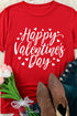 Red Happy Valentine'S Day Heart Print Short Sleeve T Shirt