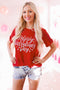 Red Happy Valentine'S Day Heart Print Short Sleeve T Shirt