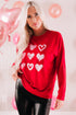Red Hearts Print Crewneck Long Sleeve Sweatshirt