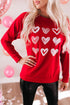 Red Hearts Print Crewneck Long Sleeve Sweatshirt