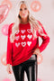 Red Hearts Print Crewneck Long Sleeve Sweatshirt