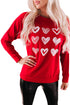 Red Hearts Print Crewneck Long Sleeve Sweatshirt