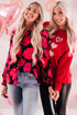 Red Hearts Print Crewneck Long Sleeve Sweatshirt