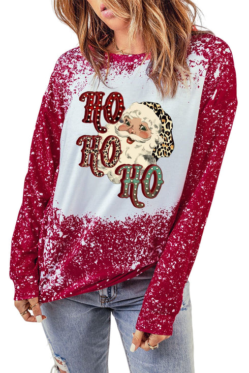 Red Ho Ho Ho Father Christmas Bleached Print Sweatshirt