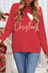 Red I Love Christmas Graphic Print Sweatshirt