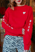 Red Letters Print Long Sleeve Pullover Sweatshirt