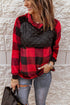 Red Long Sleeve Plaid Paneled Sweatshirt