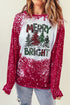 Red Merry Bright Graphic Print Pullover Sweatshirt