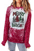 Red Merry Bright Graphic Print Pullover Sweatshirt