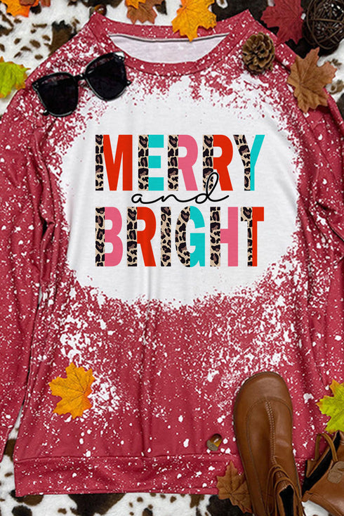 Red Merry Bright Leopard Color Block Sweatshirt