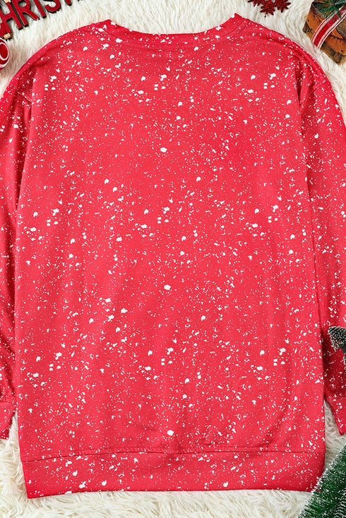 Red Merry Bright Leopard Color Block Sweatshirt