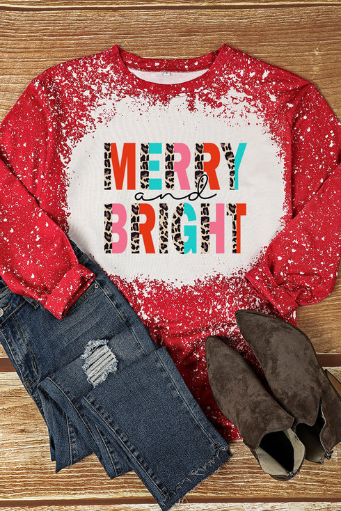 Red Merry Bright Leopard Color Block Sweatshirt