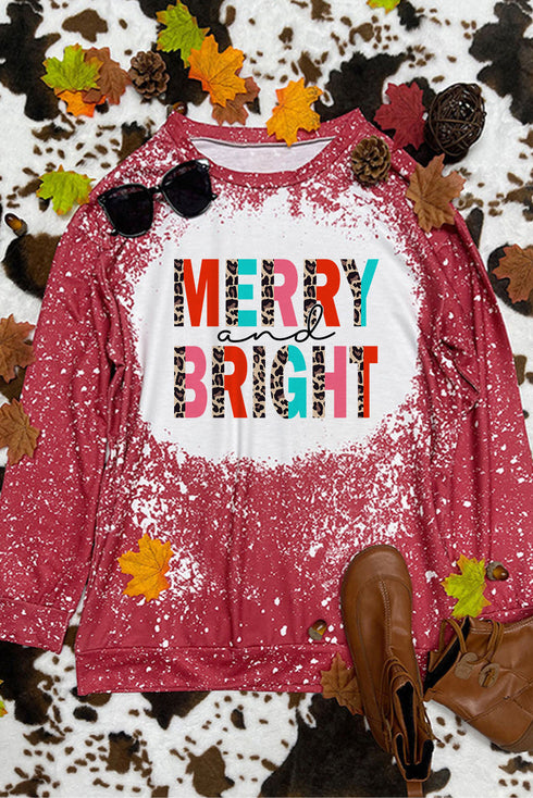 Red Merry Bright Leopard Color Block Sweatshirt