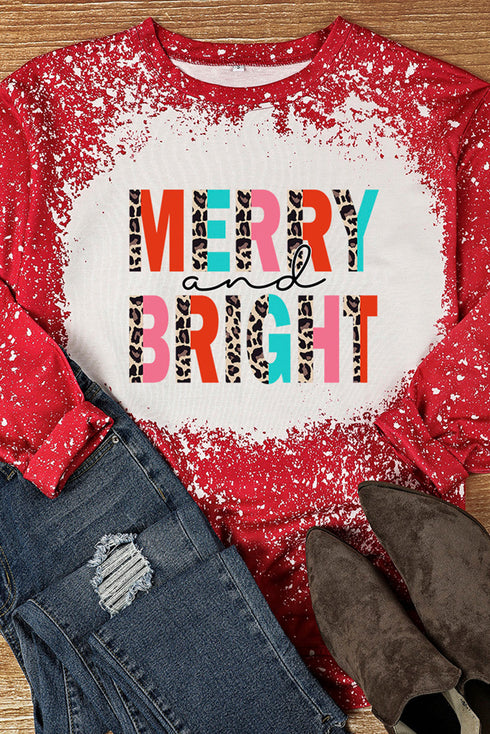 Red Merry Bright Leopard Color Block Sweatshirt