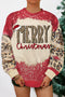 Red Merry Christmas Leopard Color Block Sweatshirt