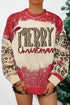 Red Merry Christmas Leopard Color Block Sweatshirt