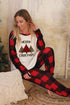 Red Merry Christmas Trees Plaid Print Two Piece Lounge Set