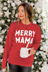 Red Merry Mama Long Sleeve Pullover Sweatshirt