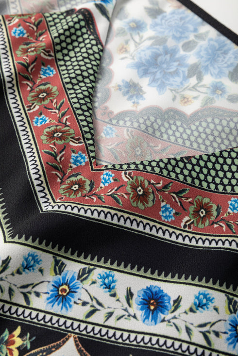 Red Mixed Floral Chevron Pattern Dip Hem Spaghetti Straps Tank