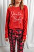 Red Santa Baby Plaid Print Two Piece Pajama Set