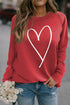 Red Simple Heart Graphic Valentine'S Sweatshirt